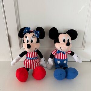 Disney Mickey & Minnie Mouse Patriotic Plush Stars Stripes